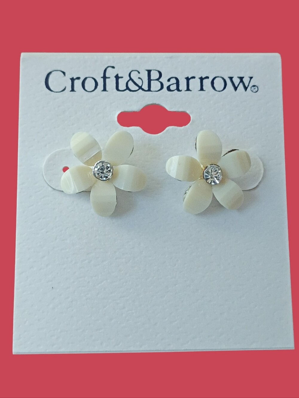 cream floral stud earrings statement jewelry